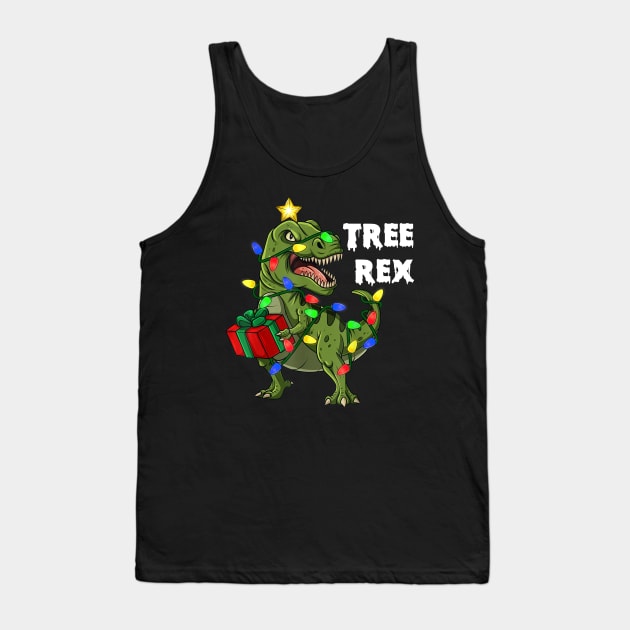 Christmas Dinosaur Tree Rex Boys Girls Kids Xmas Gift Tank Top by SloanCainm9cmi